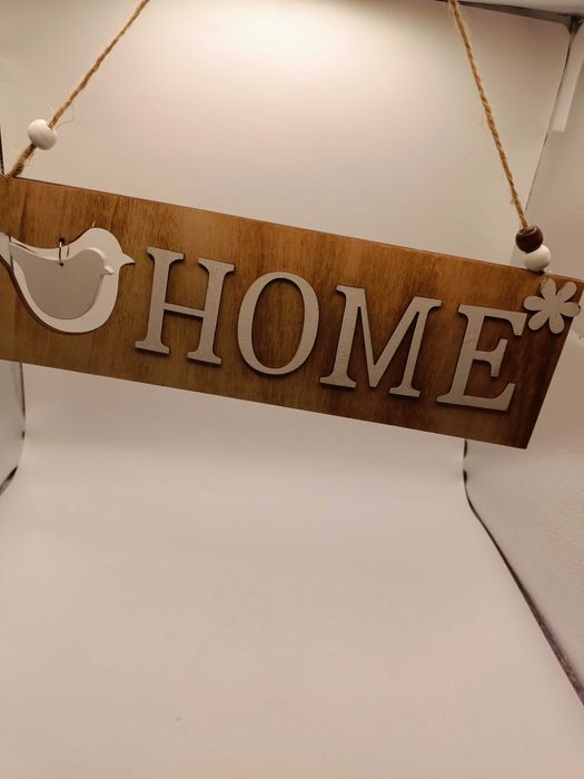 Zawieszka dekoracja HOME z ptakiem sklejka