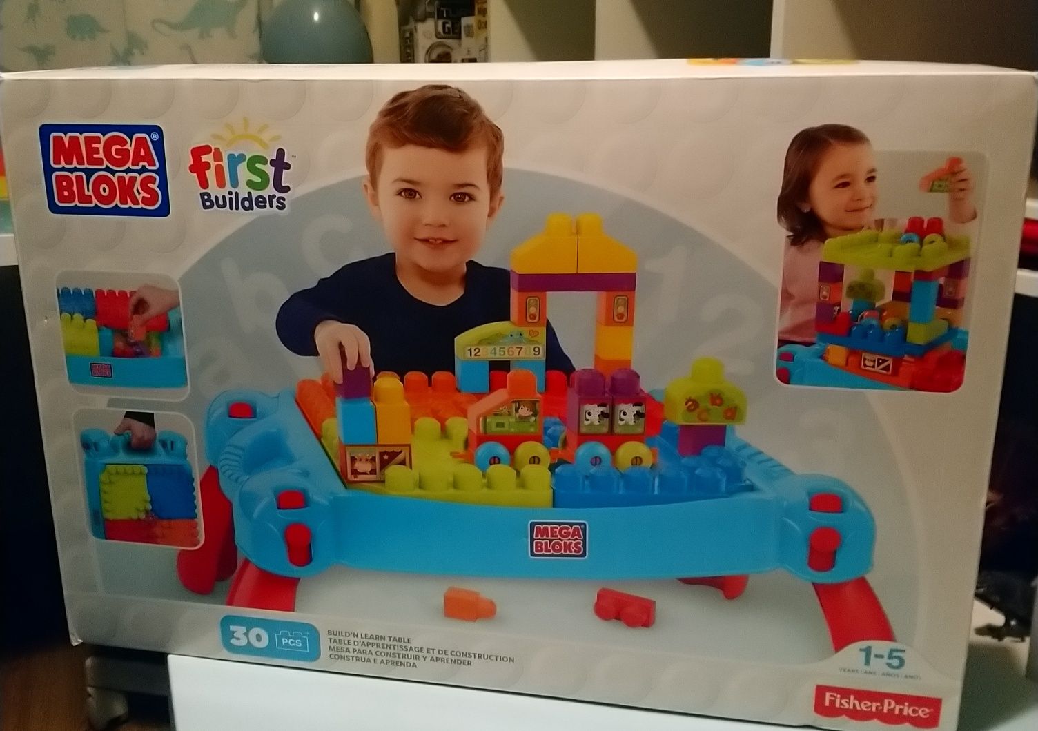 Okazja! KOMPLET Stolik Mega Bloks Fisher Price + 2 torby klocków.