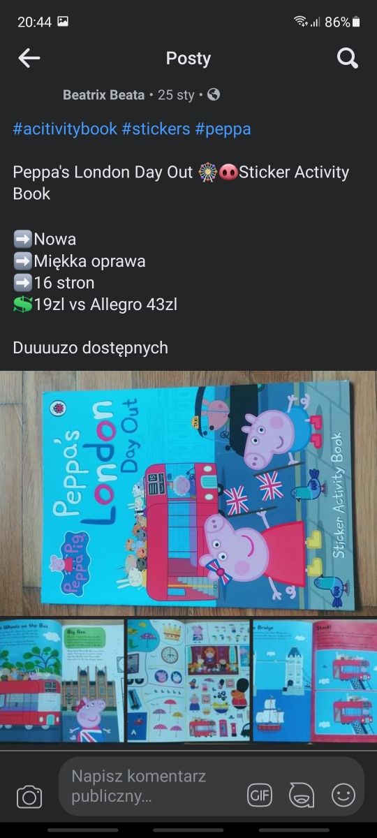 Peppa's London day out activity book Książeczki peppa po angielsku