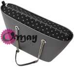 Czarny organizer do OBAG URBAN groszki grafitowe 2 kieszenie VIP OMAY