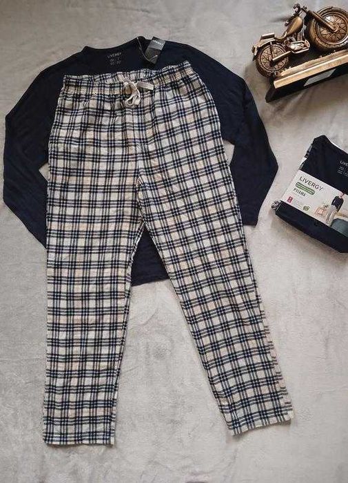 Чоловіча піжама з фланелевими штанами р. S, M, L, XL