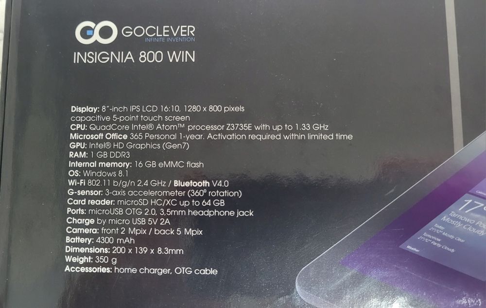 Tablet Goclever insignia 800 z windowsem