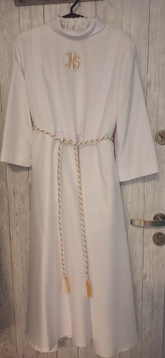 Sukienka komunijna alba z bolerkiem paskiem torebką halką