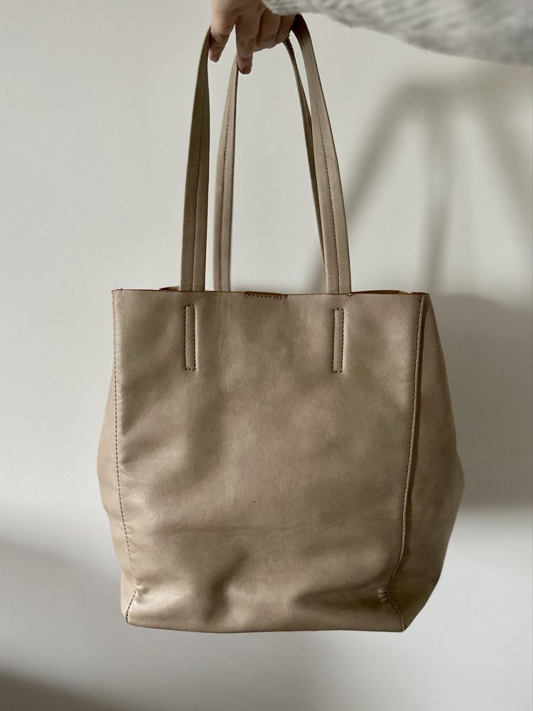 Torba shopper shopperka duża pojemna beżowa city bag
