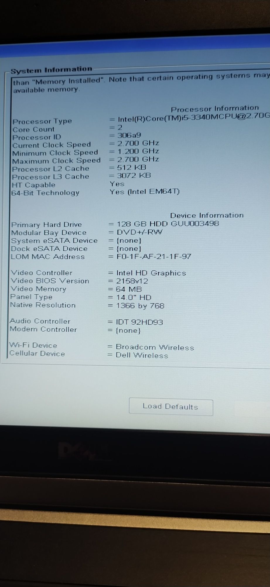 Laptop Dell 6430