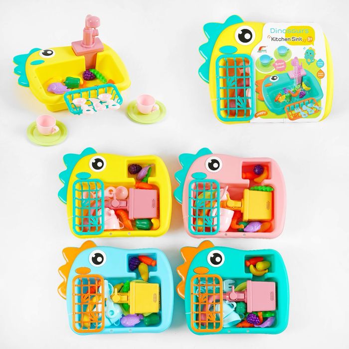 Дитяча мийка з посудом та продуктами, 4 види (ллється вода з крану)