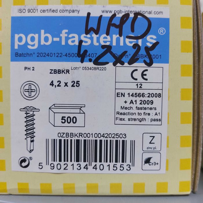 Blachowkręty 4,2x25 podkładkowe z wiertłem 500 szt