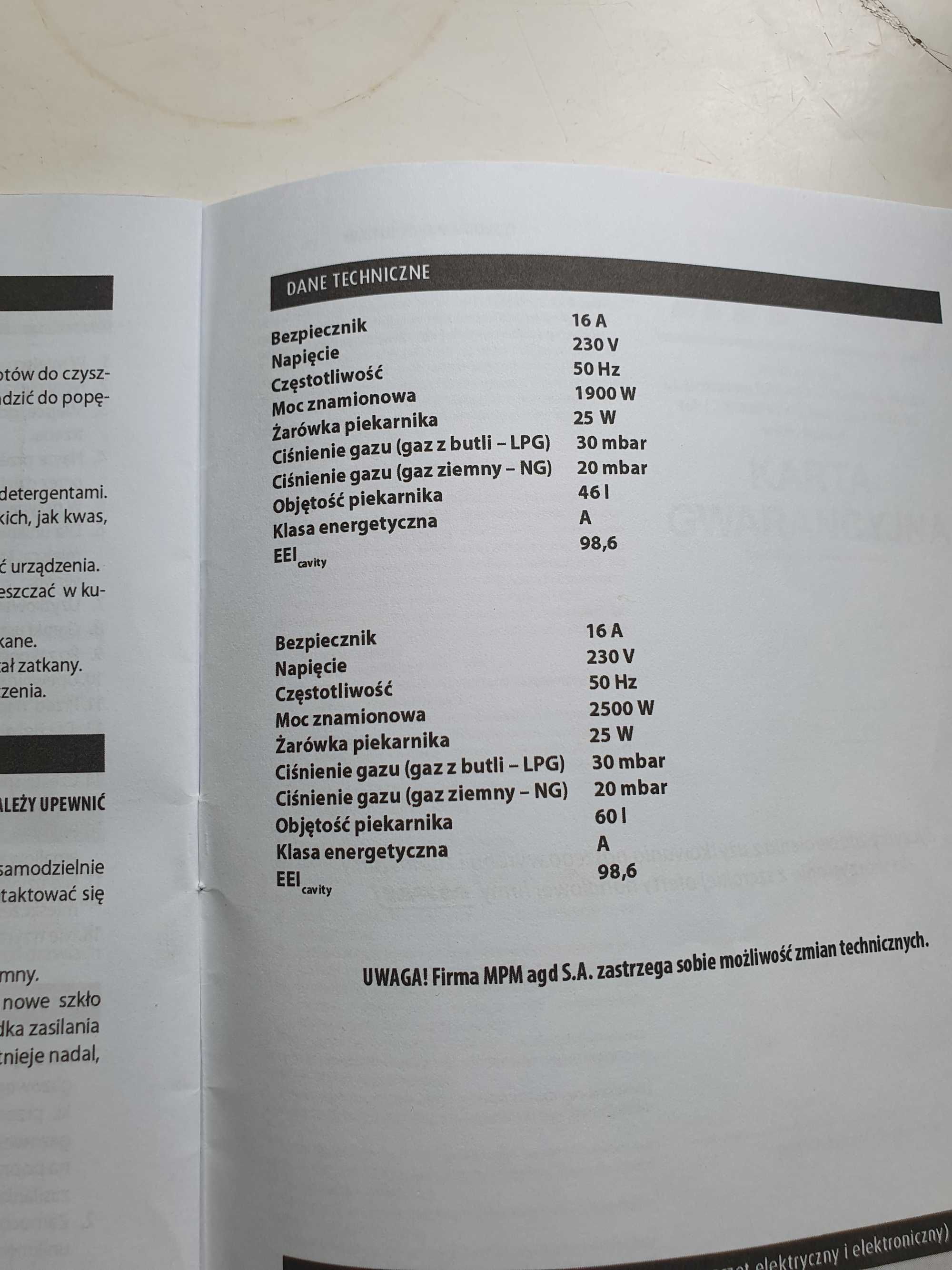 Kuchenka gazowa MPM 54-KGE-03