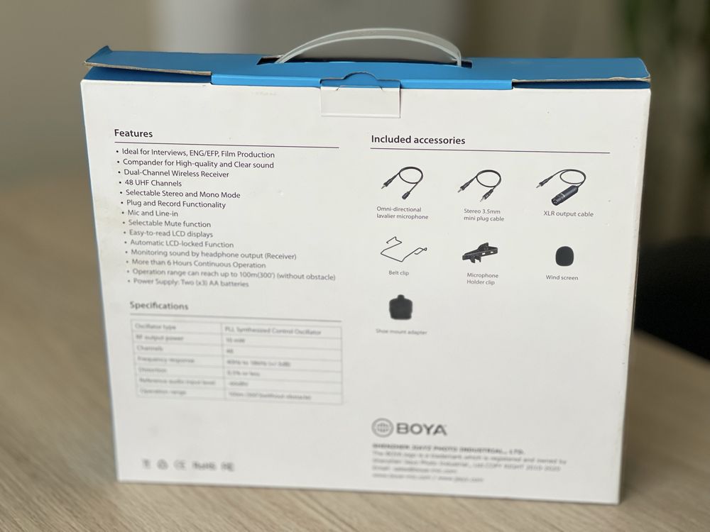 Microfones e transmissor s/fios Boya