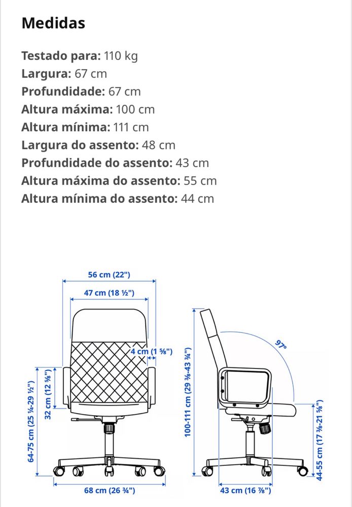 Cadeira giratoria escritorio IKEA