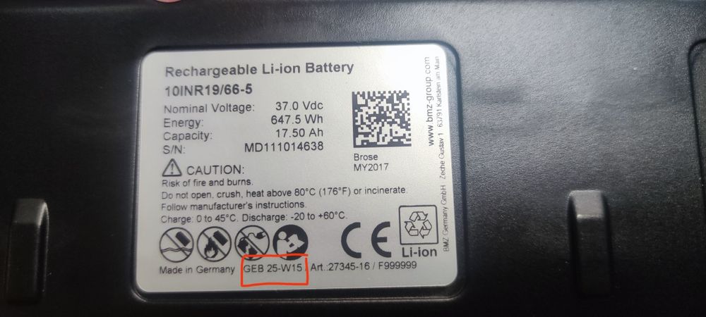 Bateria BMZ 650Wh  BROSE  Bulls, Hercules