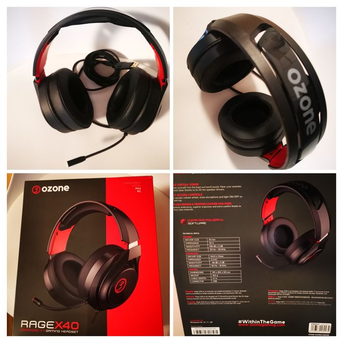 Auscultadores Gaming, novos, com caixa e fatura