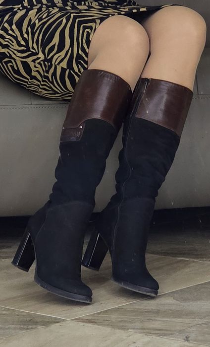 Сапоги чоботи замш хутро шкіра  Італія 40р.