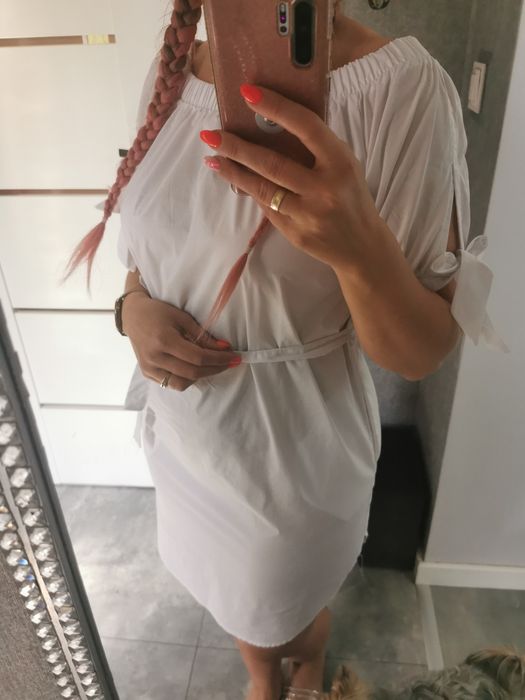 TUNIKA hiszpanka BIAŁA koszulowa NOWA r. M/L