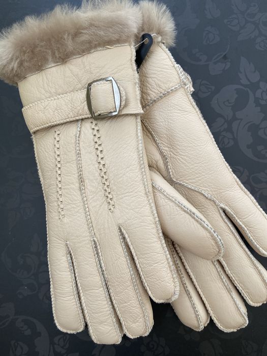 Перчатки кожаные натуральный мех Канада