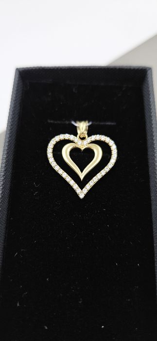 Złota zawieszka serce z cyrkoniami 585 GOLD MONEY
