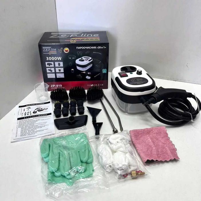 АКЦИЯ! Пароочиститель 28в1 для дома Zepline ZP-819 3000Вт на 1500мл