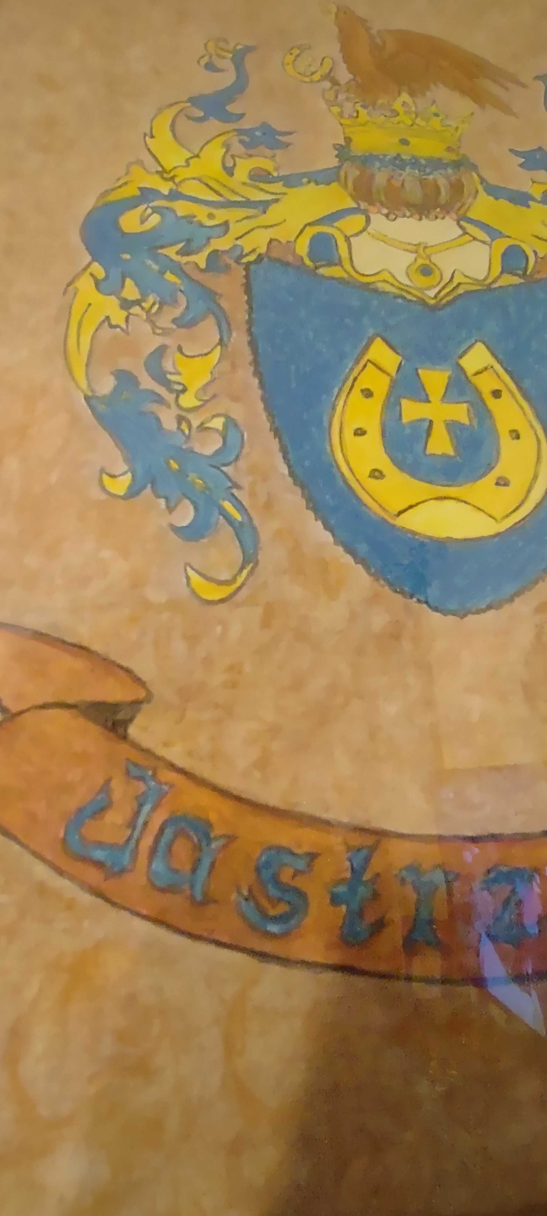 Jastrzębiec płótno herb szlachecki akwarela  malowana obraz