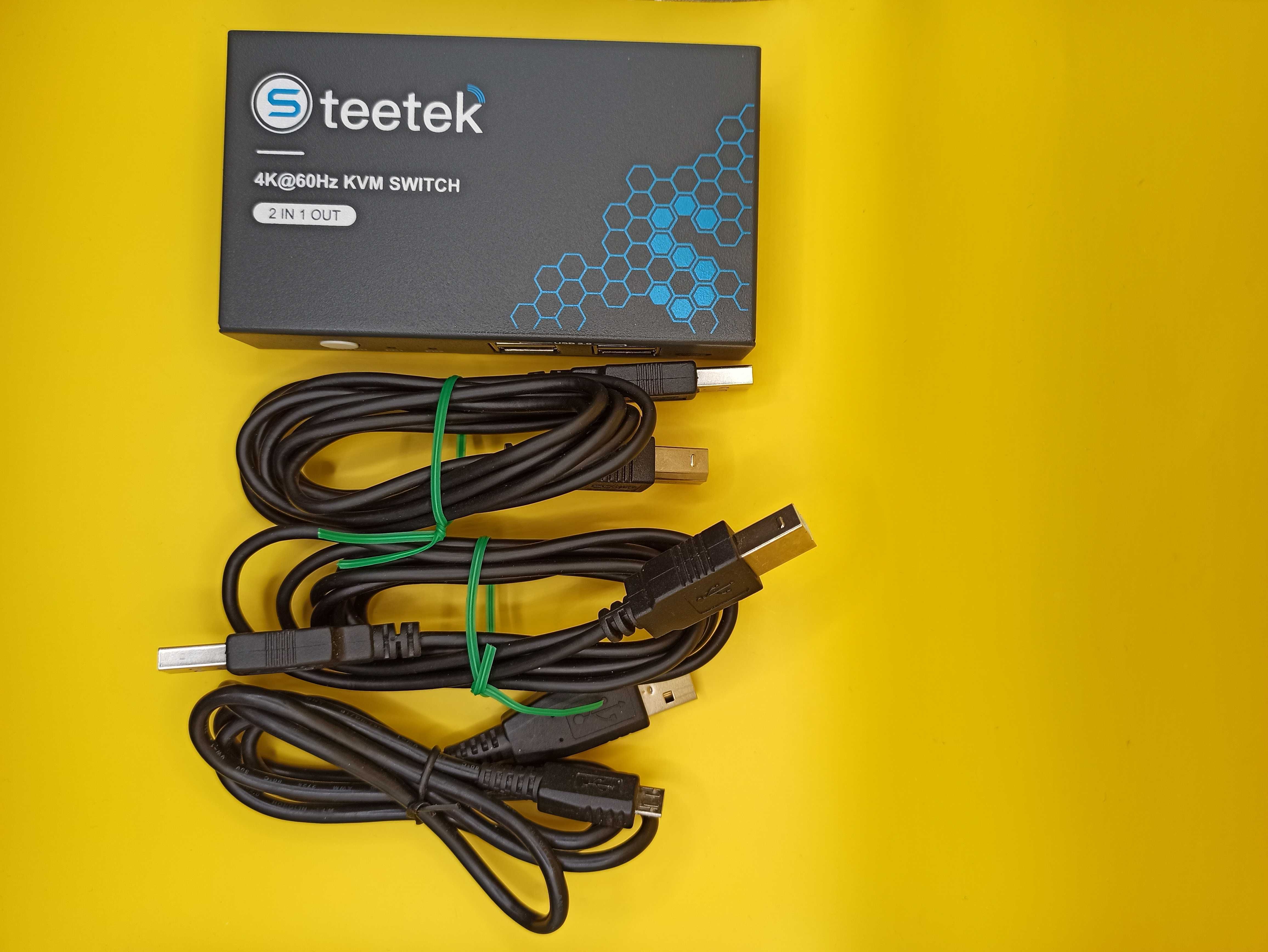 KVM-перемикач HDMI 2.0 4K 60Hz, USB Вихід HDMI 2 в 1 Steetek c 4 Usb