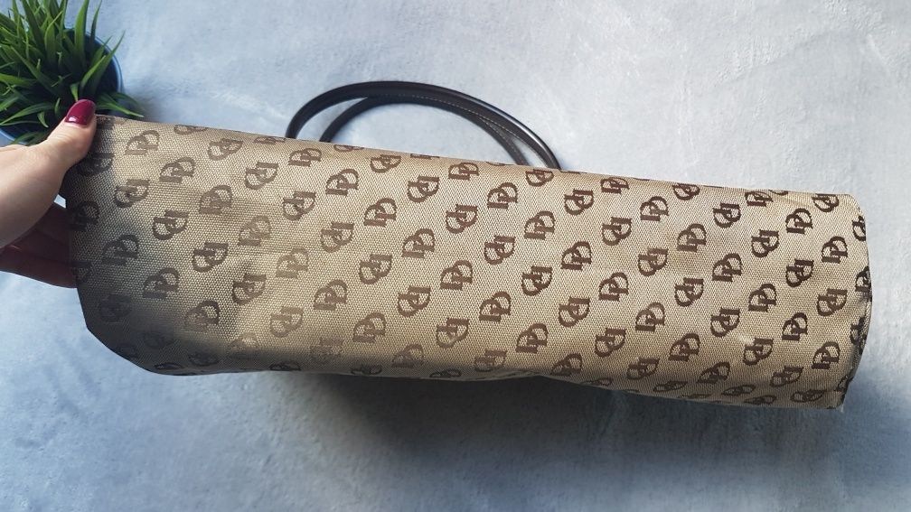 Brązowa beżowa torebka shopper