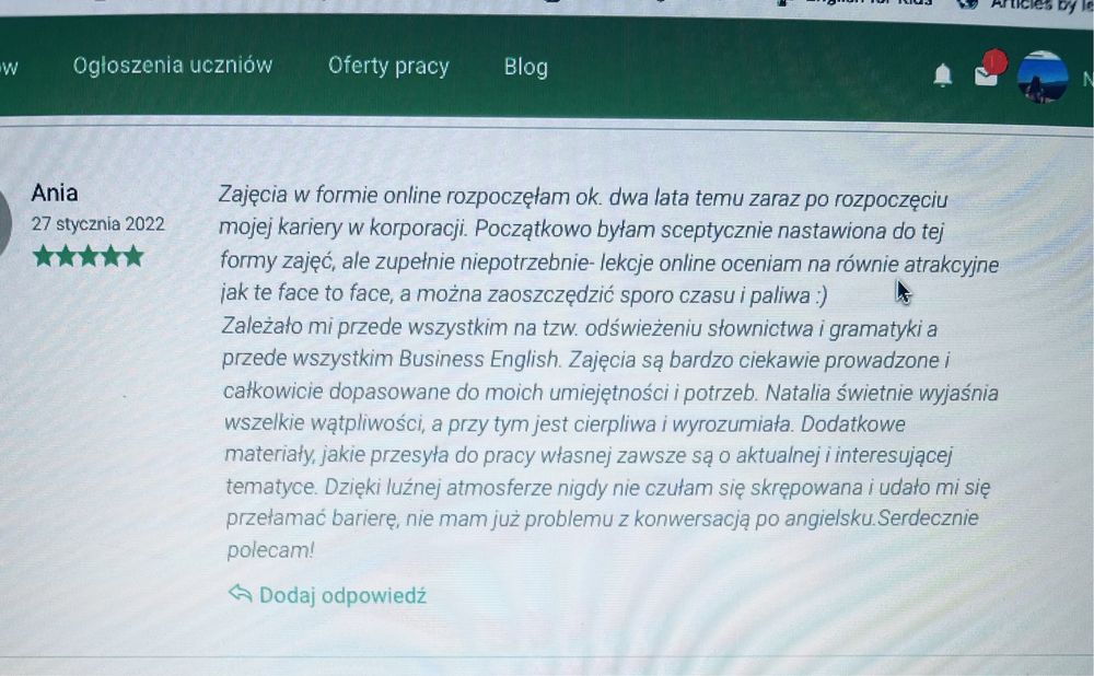 Angielski: skuteczna i bezstresowa nauka stacjonarnie lub online