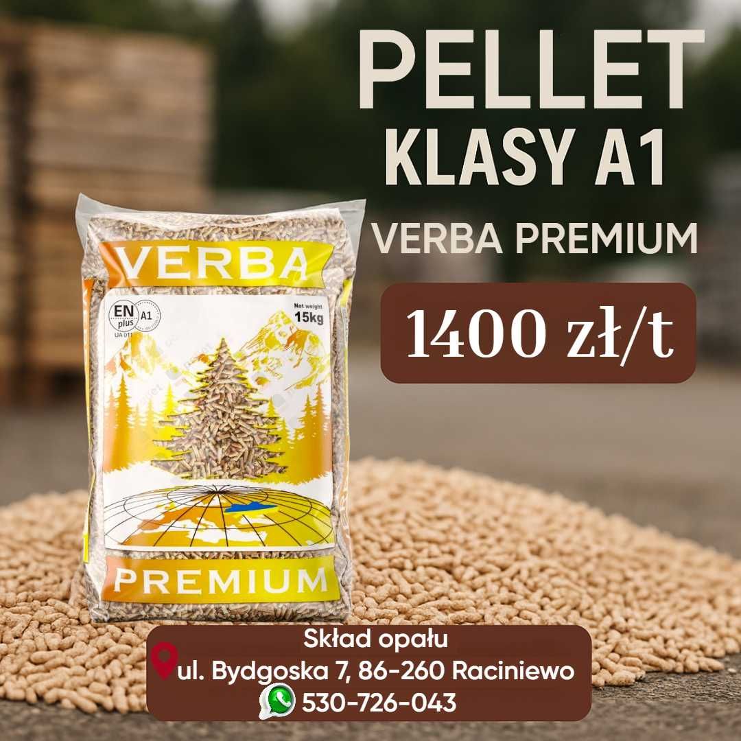 Pellet drzewny VERBA PREMIUM  w cenie 1400 zł za tonę.