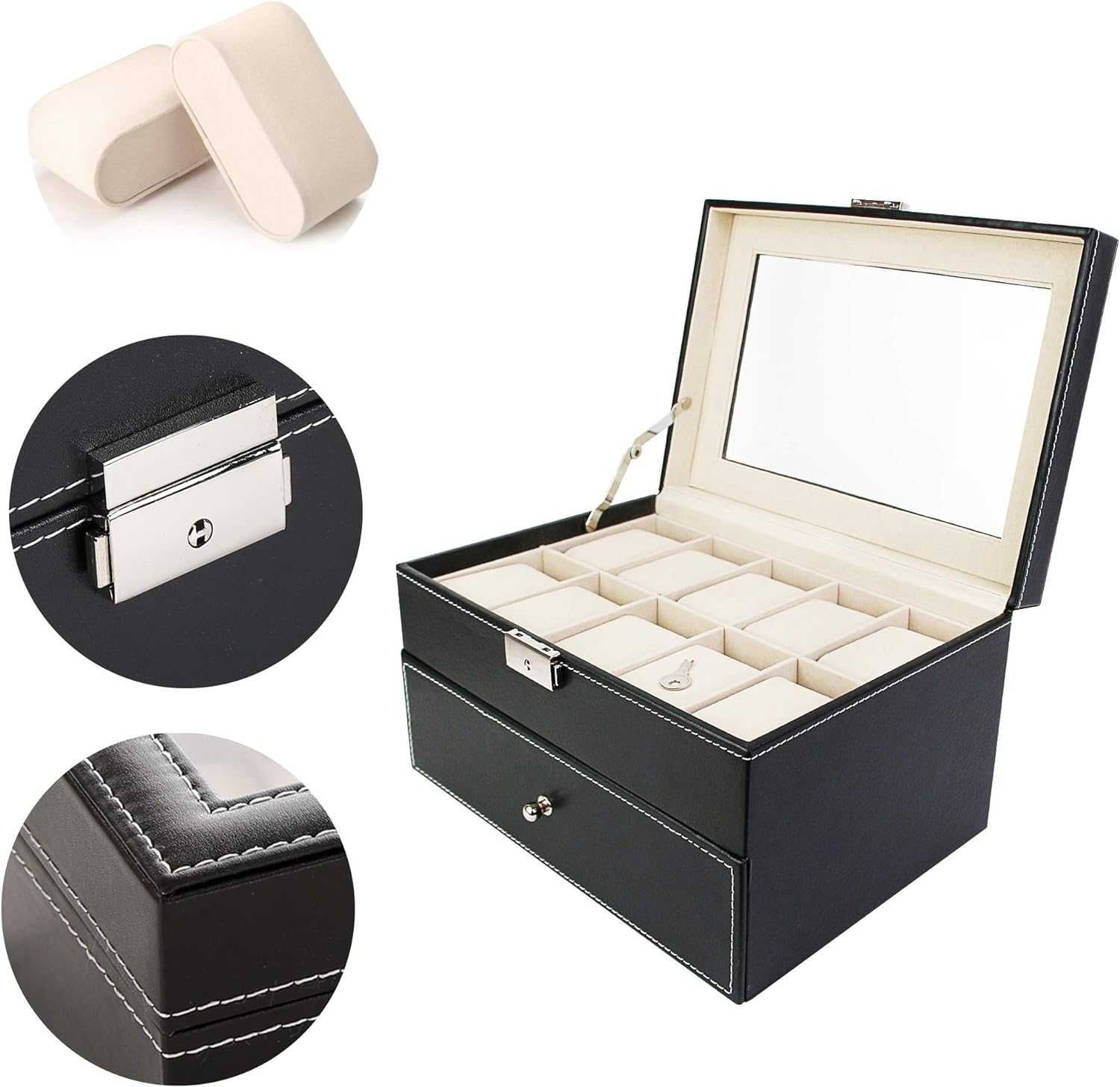 Todeco - Pudełko na zegarek, zegarek, pasek biżuterie , skóra