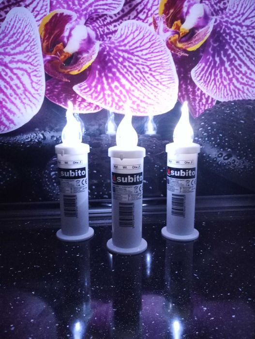 Subito 16,5 cm. zestaw 3 szt. wkład led do zniczy biały