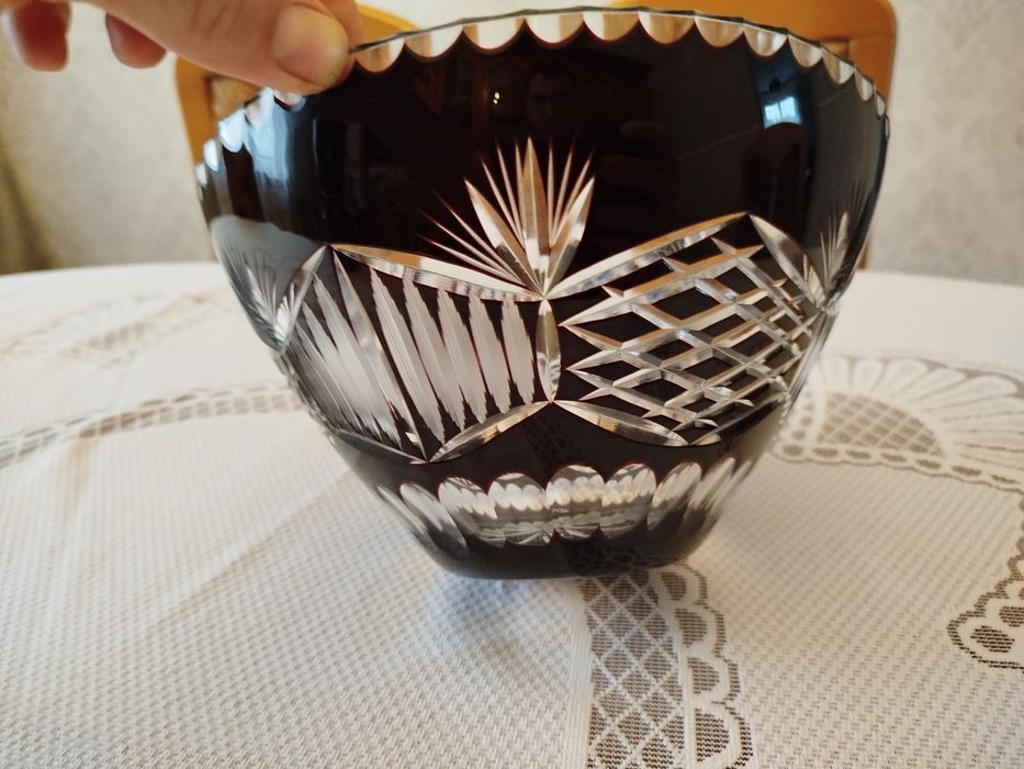 Piękna misa kryształ Hortensja PRL