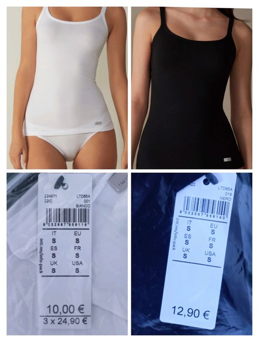 Top z ramiączkami Intimissimi biały i czarny na fitness