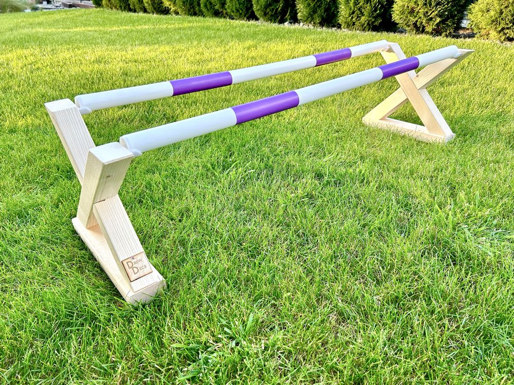 Przeszkoda krzyżak hobby horse cavaletti drewniana Drewdeco drągi