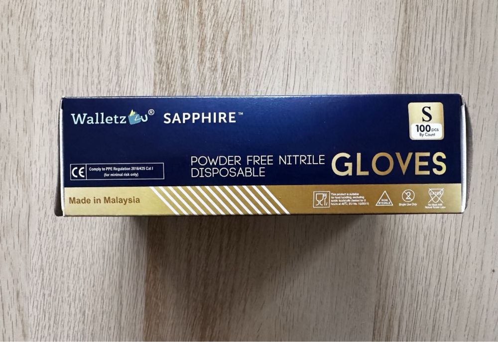 Rekawice nitrylowe bezpudrowe Walletz4U Sapphire - rozmiar S