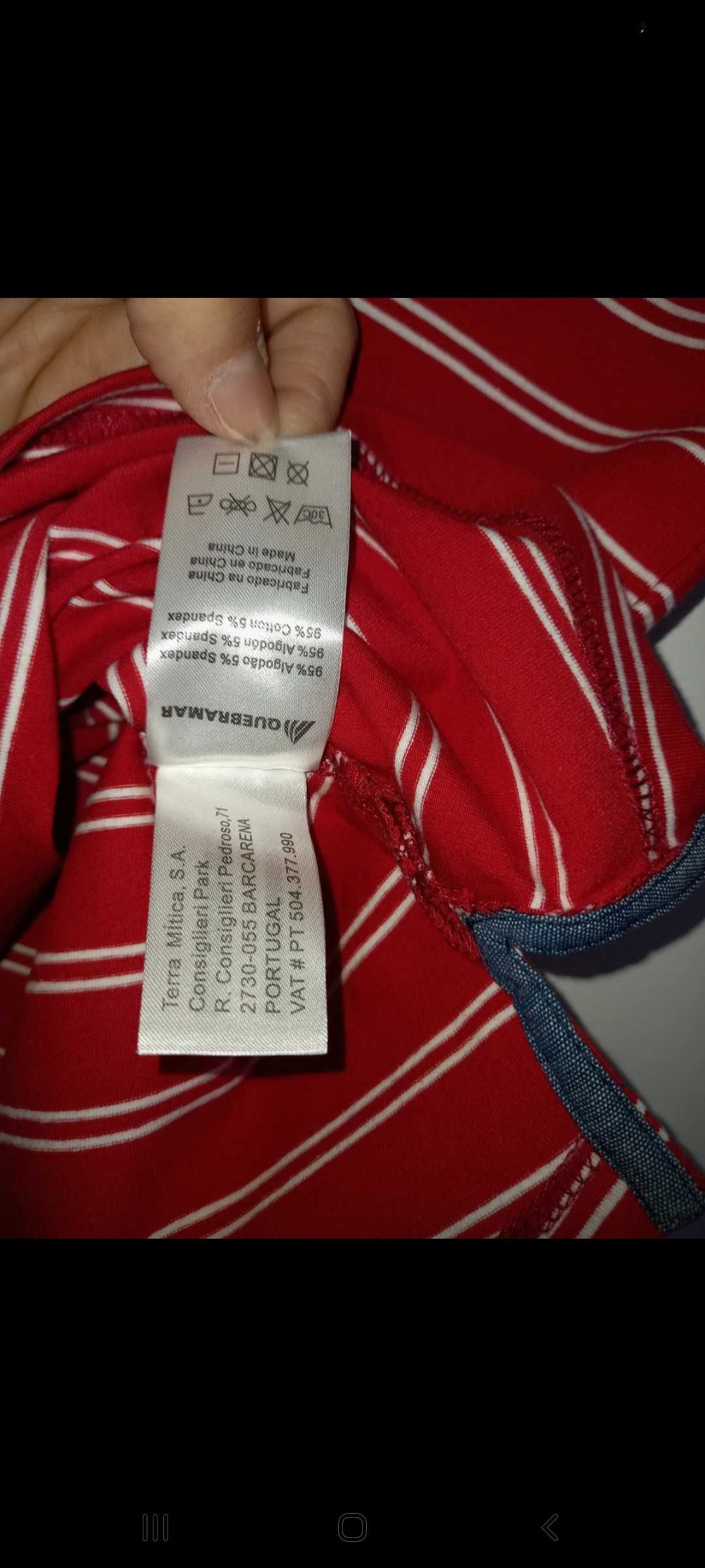 Polo vermelho com riscas brancas - S - Quebramar
