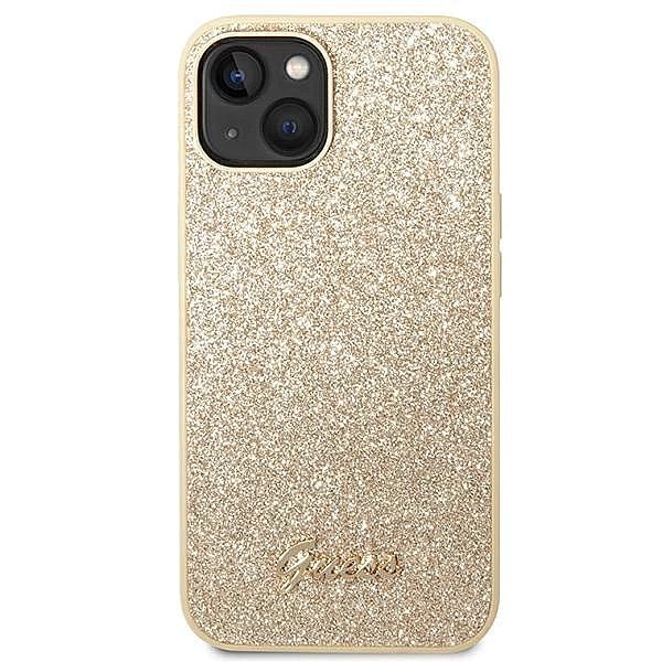 Etui Guess Glitter Script na iPhone 14 Plus - złote