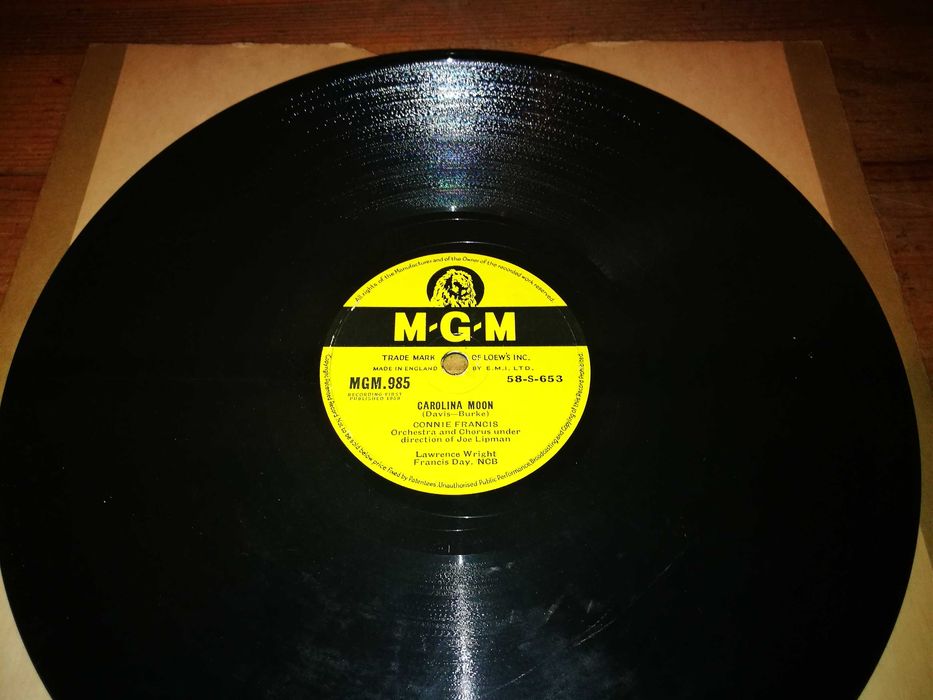 CONNIE FRANCIS- Carolina Moon/Stupid Cuppid (Ed ING-1958-78rpm) 10'