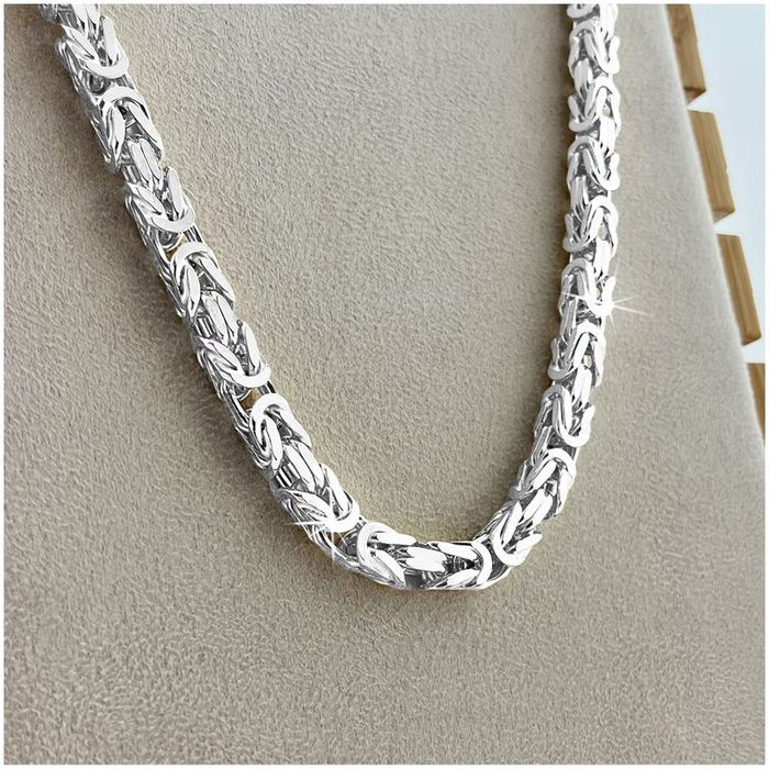 Potężny Gruby Łańcuch Męski Splot Królewski, 55 cm 7 mm Srebro 925 Peł