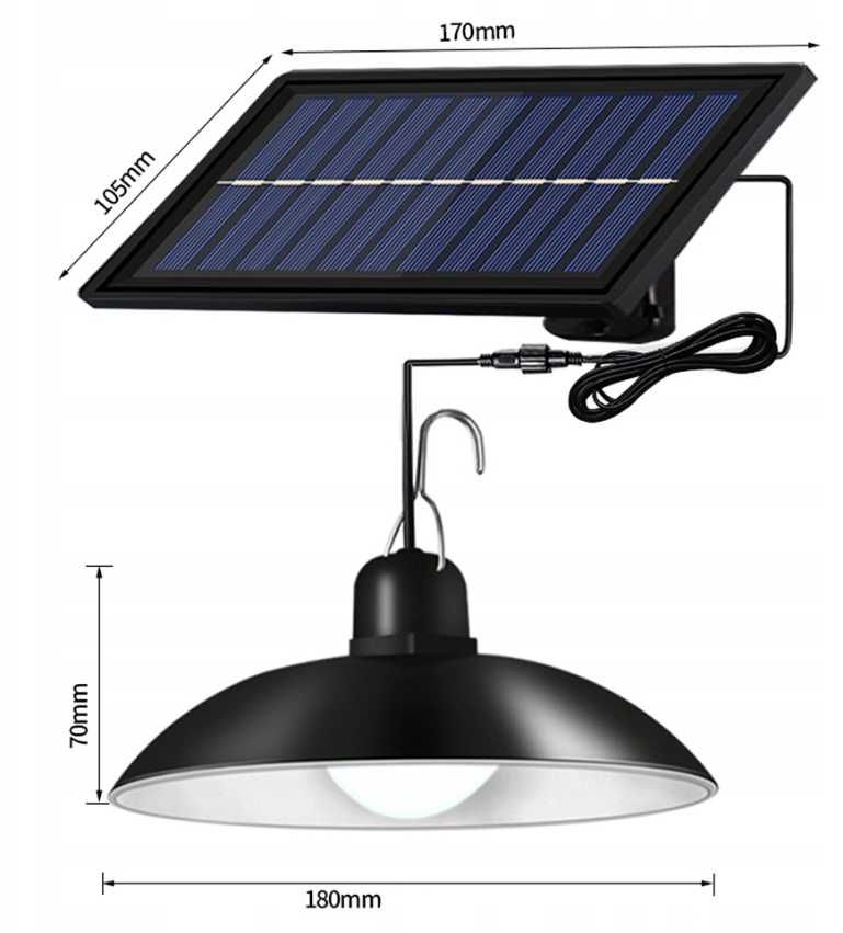 Zestaw 2x Żyrandol Wisząca Lampa Solarna LED  + Pilot