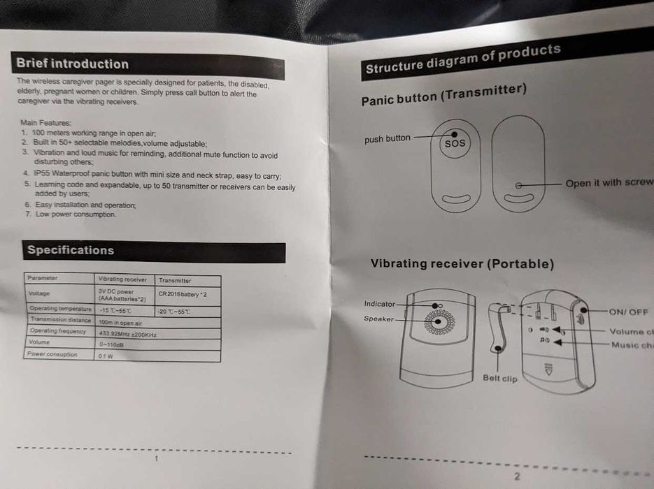 Alarm personalny dla seniora system przywoławczy dzwonek bezprzewodowy