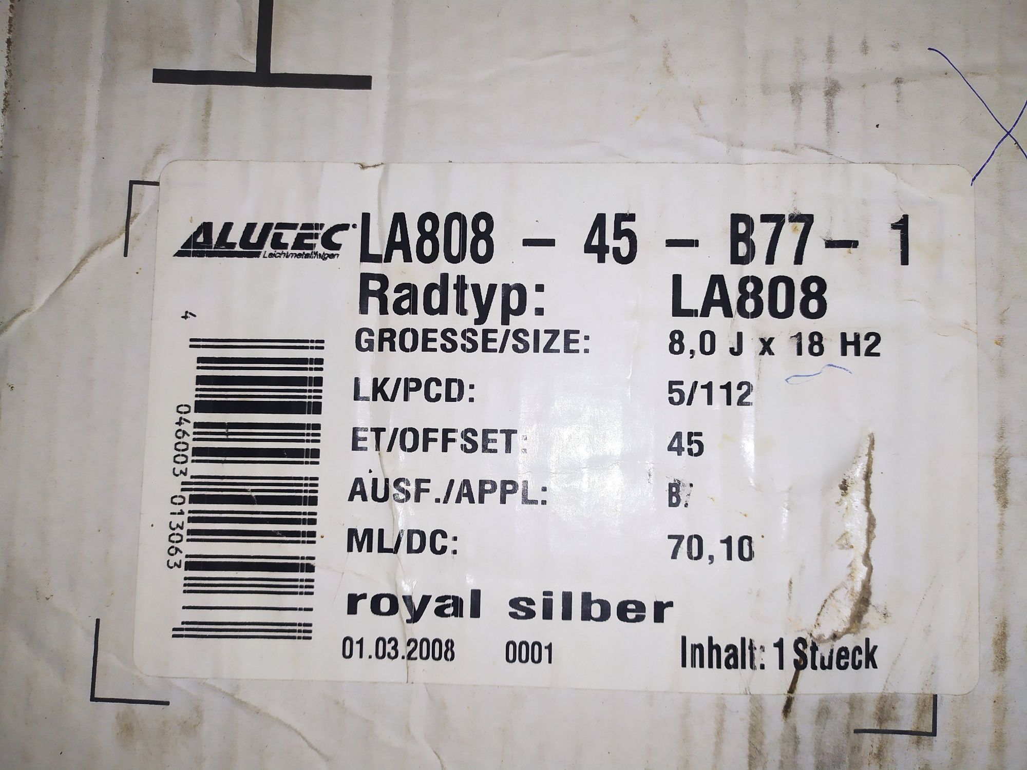 Диски ALUTEC Lazor Silver R18 8,0J×18H2 PCD 5×112 ET45 на Audi, Volksw