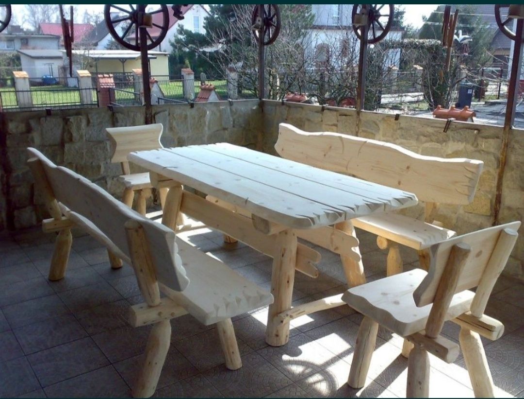 -WYPRZEDAŻ !!! 1stół +2lawki dł. 200cm- Biesiadne Meble Ogrodowe