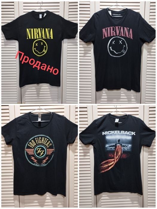 Футболки  Nirvana, Foo Fighters.