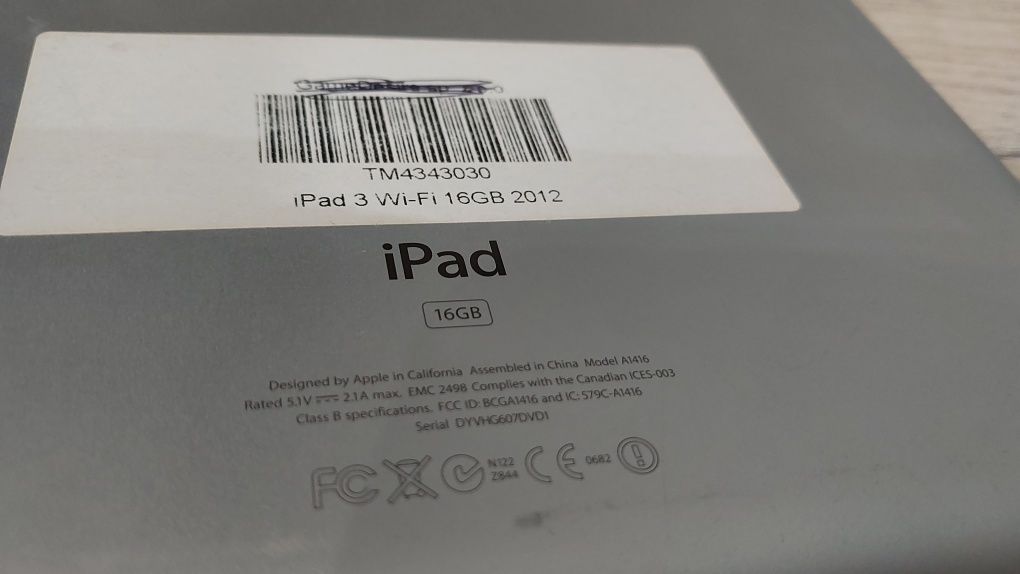 Tablet Apple Ipad 3 9,7"  16 GB