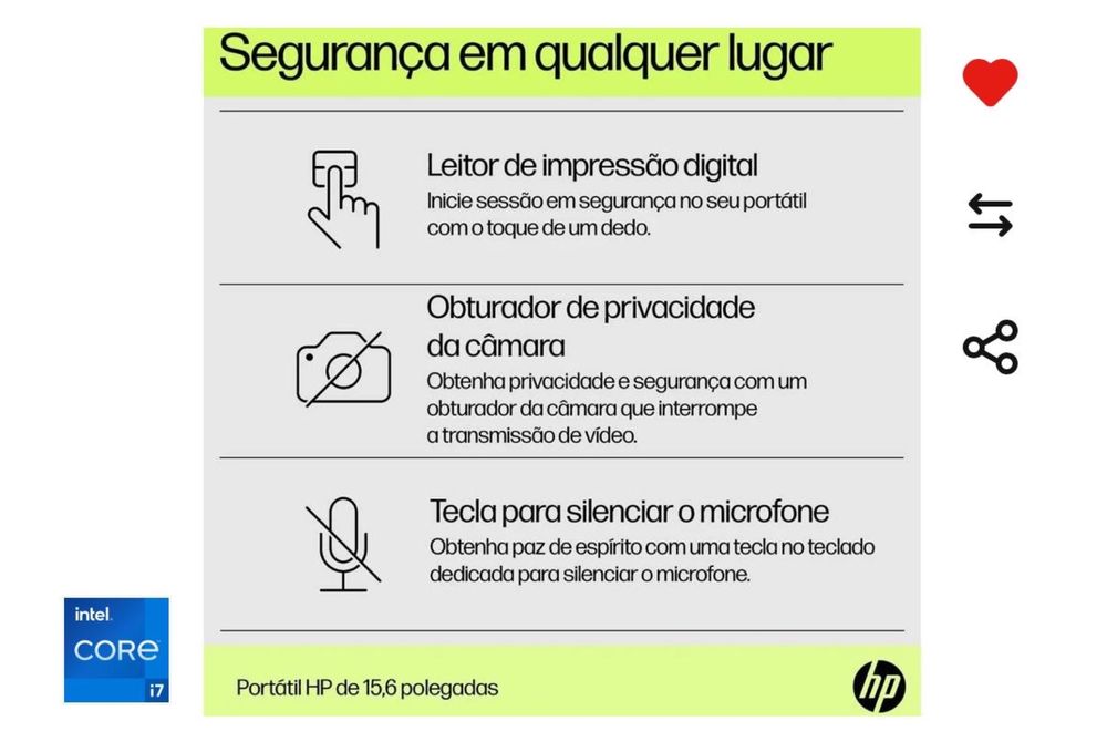VENDO Portatil HP 15.6 Intel Core i7