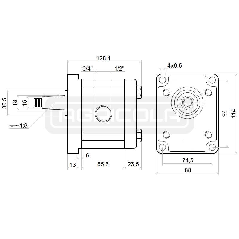 Multiplikator MAŁY 1:3.8 WAŁ + POMPA GR2 53L + WL