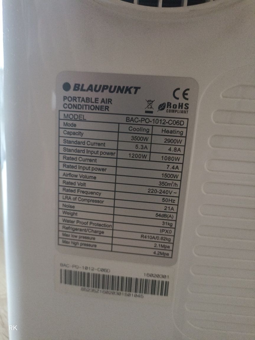 Klimatyzator przenośny Blaupunkt 3,5 / 2,9.kW