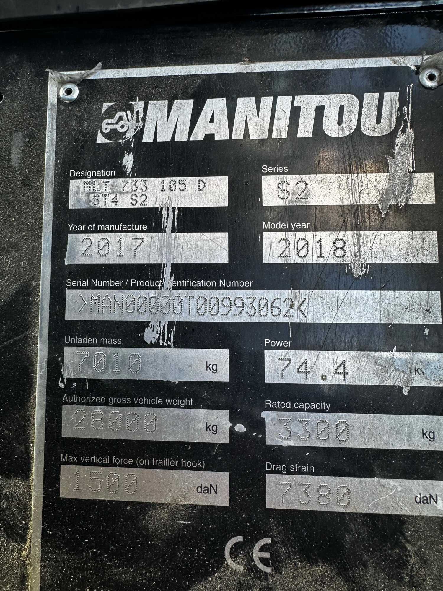 ładowarka teleskopowa MANITOU MLT 733 udźwig 3300kg wysięg 7m 4x4 2017
