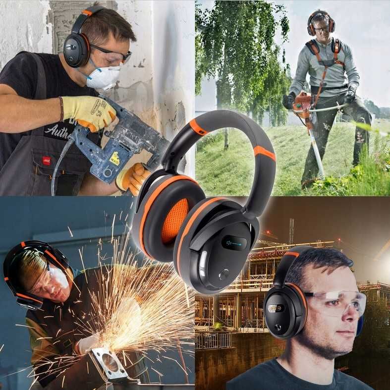 Słuchawki BUDOWLANE Ochronne RADIO Bluetooth 5,3 Funkcja Rozmów Nowe