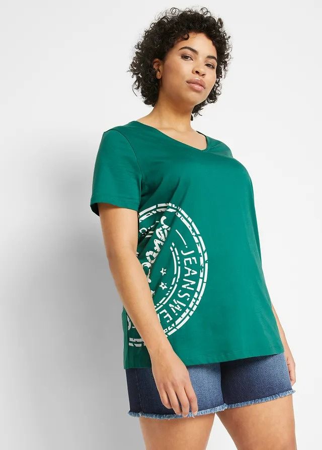 B.P.C zielony t-shirt bawełniany z nadrukiem ^40/42