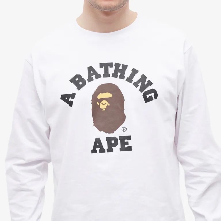 Футболка лонглслів Bape A Bathing Ape Long Sleeve College T-shirt