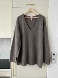 Beżowy/ brązowy sweter H&M Premium Selection Wełna Merino